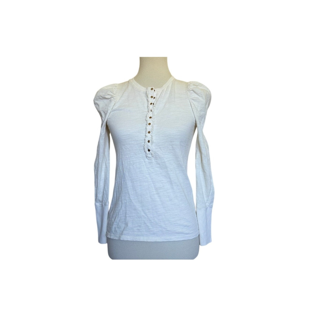 NATION LTD Clementine Delicate Ruffle Top - Off White - Size Extra Small