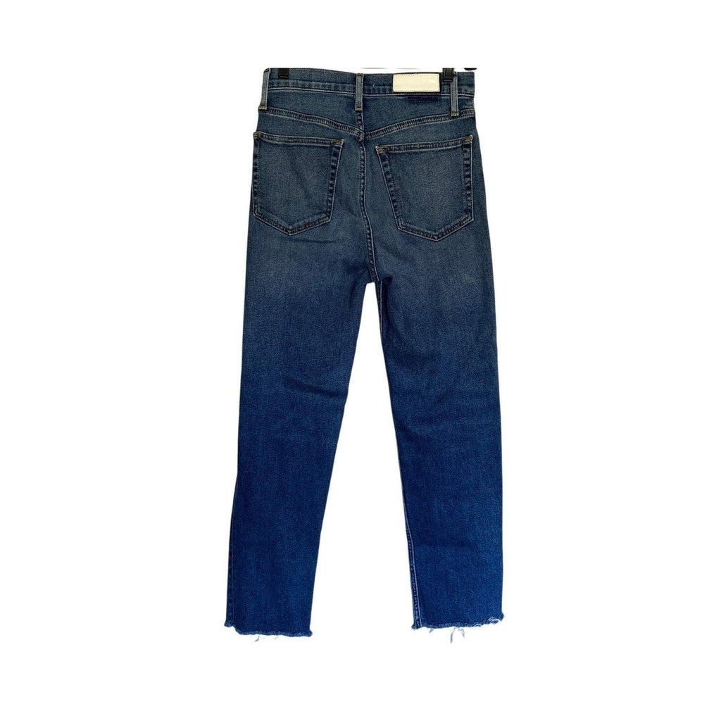 RE/Done 70s Stove Pipe High Rise Straight Leg Jeans - Dark Worn - 27