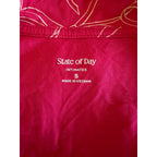 STATE OF DAY Notched-Collar Bow Print Pajama Set - Red - Size Small