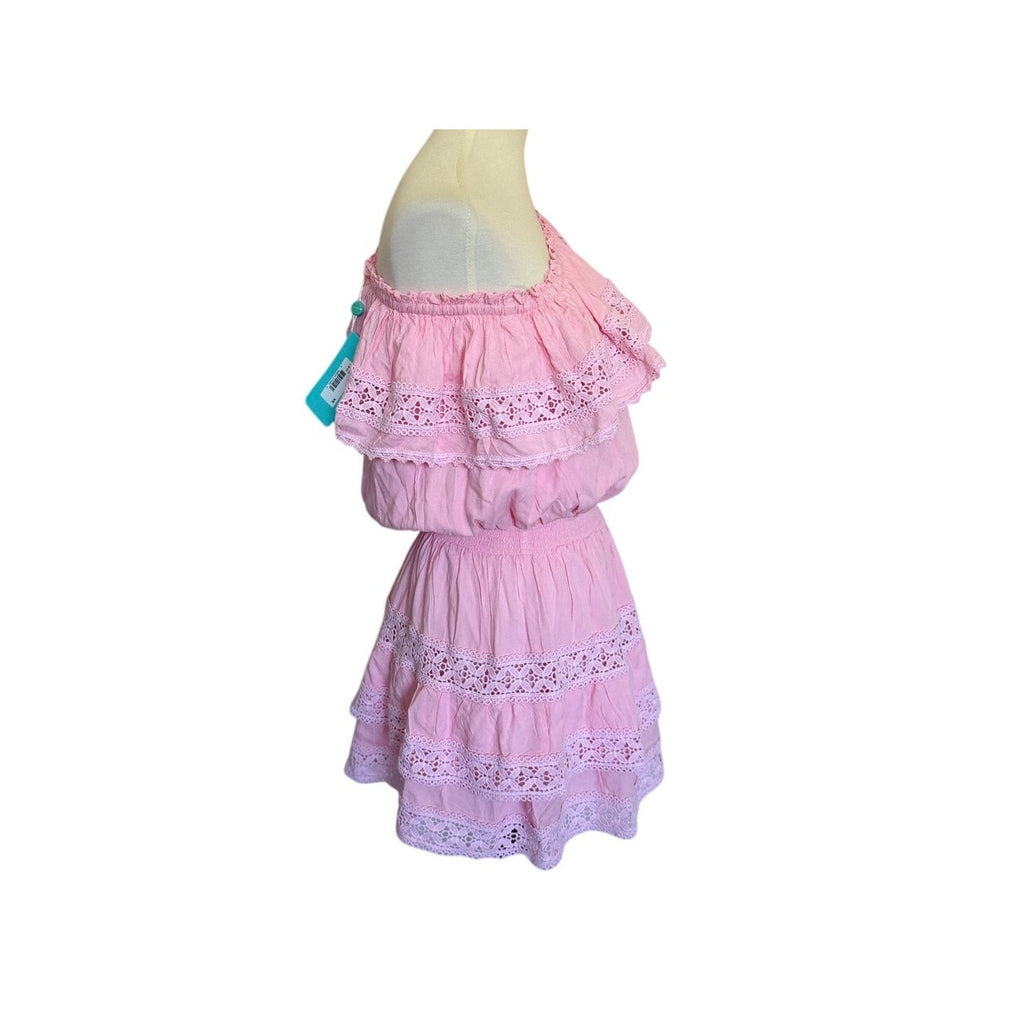 MELISSA ODABASH Debbie One-Shoulder Ruffle Mini Dress - Blush Pink - Size XS