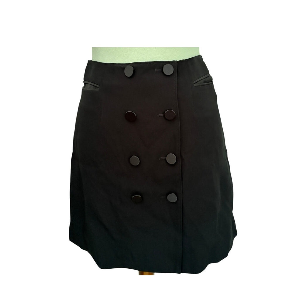 J.CREW Button-Font Crepe Skirt - Black - Size 0