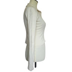 Rag & Bone Mandee Ribbed Cashmere Polo Sweater - Cream - Medium