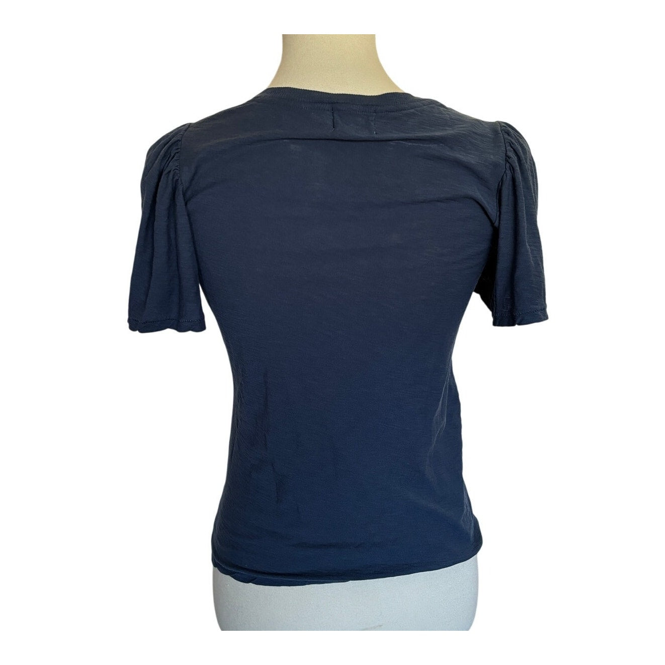 Nation LTD Darcie Flutter Sleeve V-Neck Top - Navy Blue - Size S
