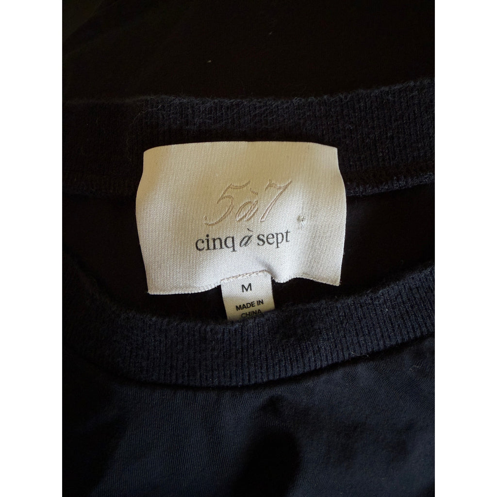 CINQ A SEPT Shiloh Twist Front Short Sleeve Tee - Black - Medium