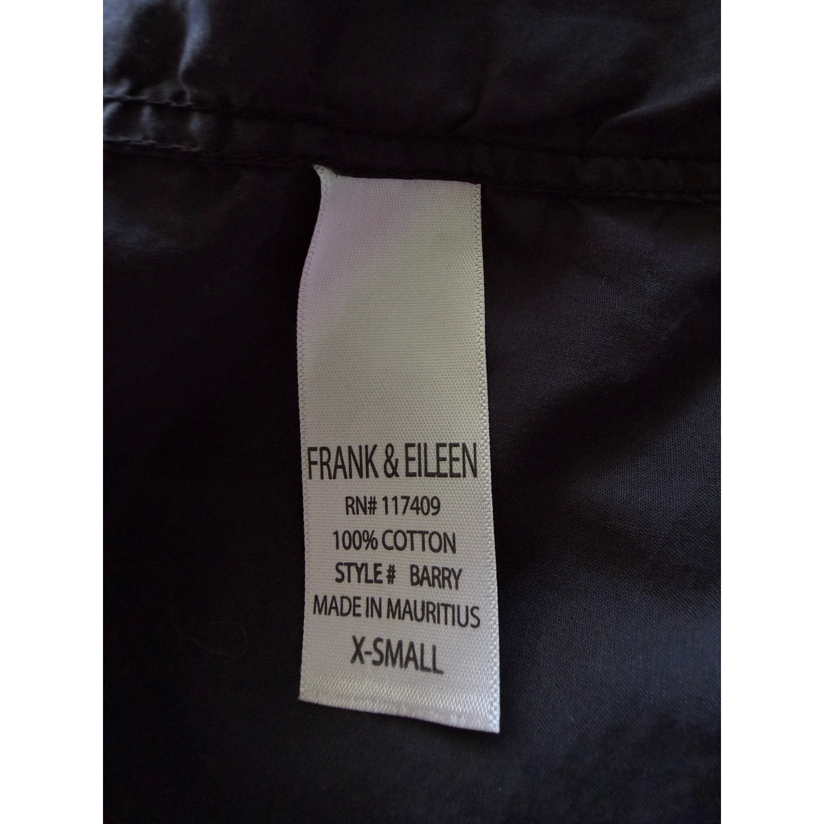 Frank & Eileen Barry Button Up Cotton Shirt - Black - Size Small