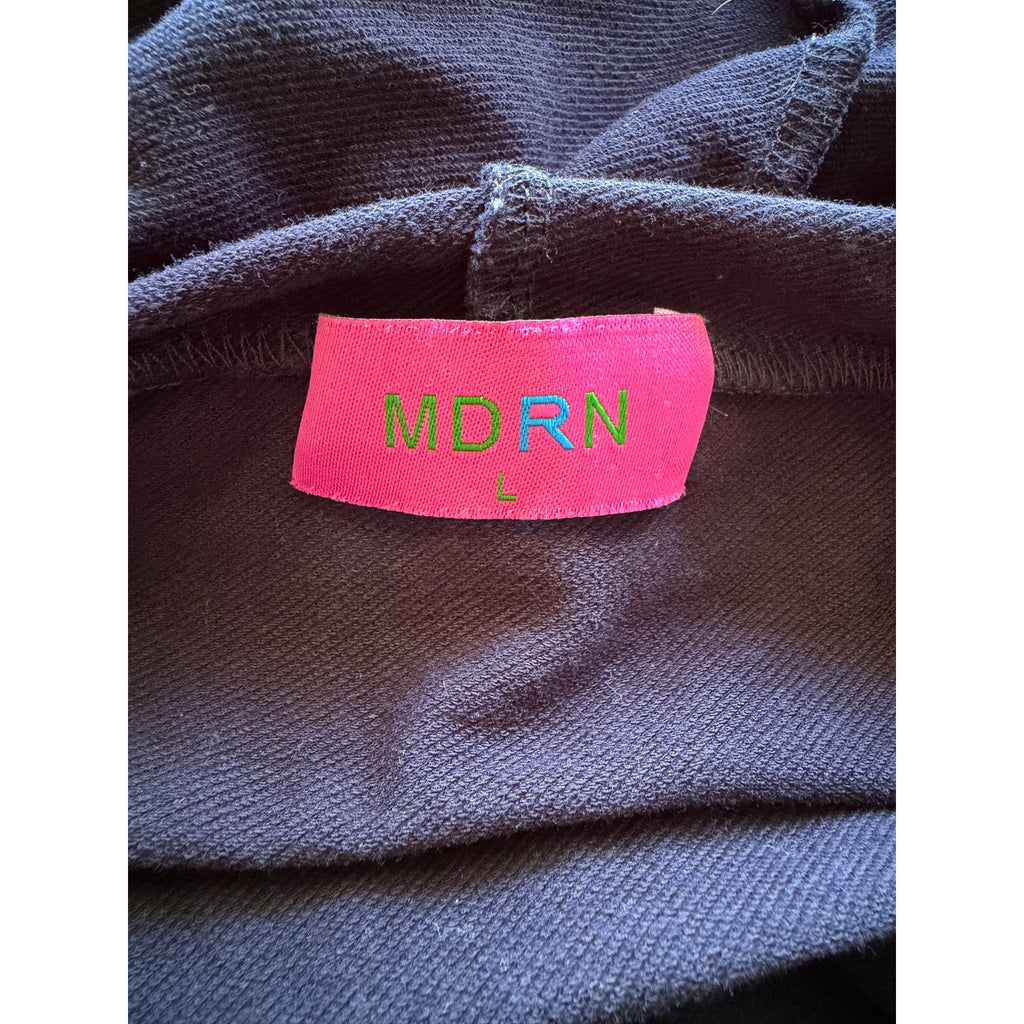 MDRN Cotton Maxi Hooded Dress - Navy Blue - Size Large