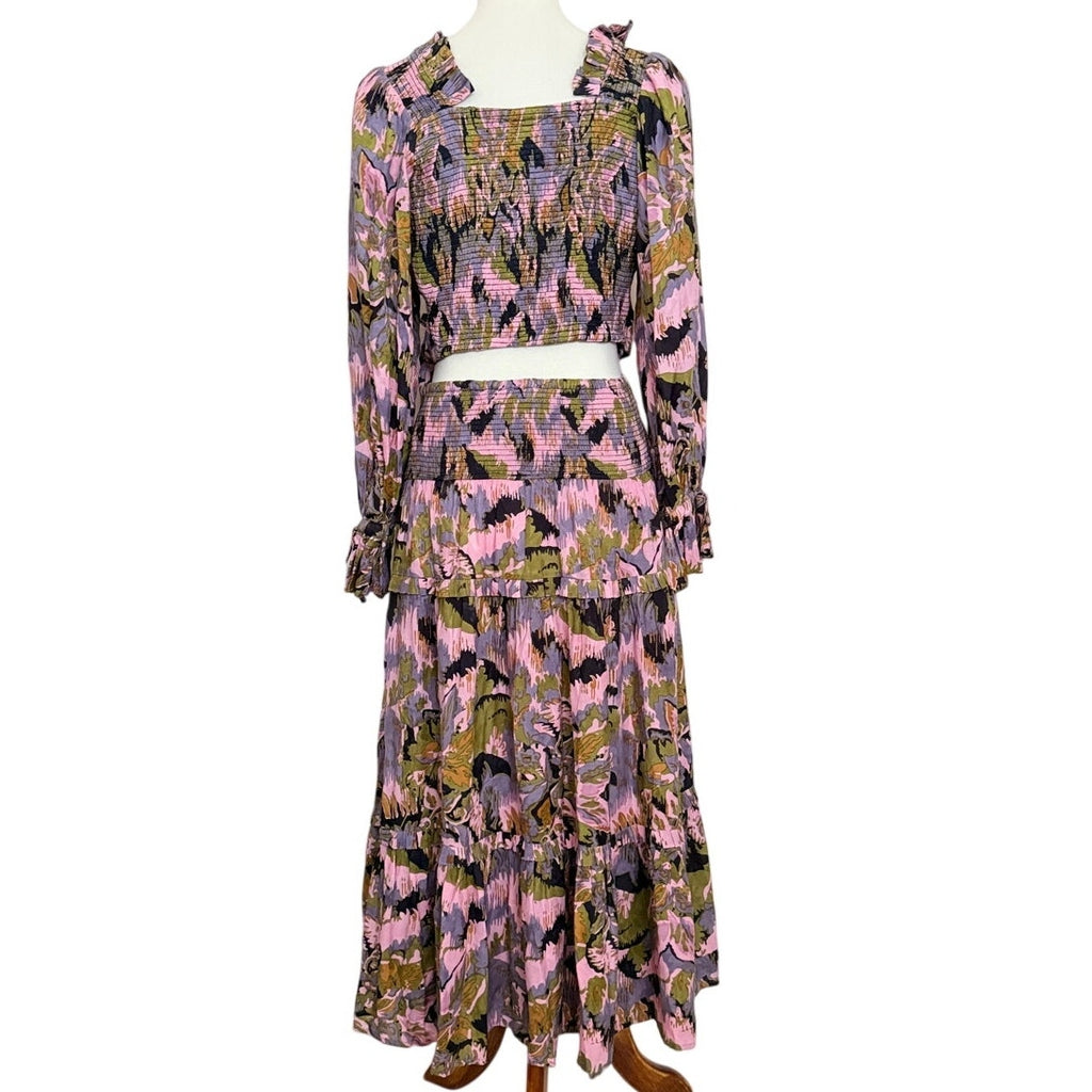 Cleobella Tapestry Print Top and Midi Skirt Set - Small
