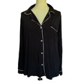 EBERJEY Gisele Long Sleeve PJ Top - Black/Pink Sorbet - Size Large