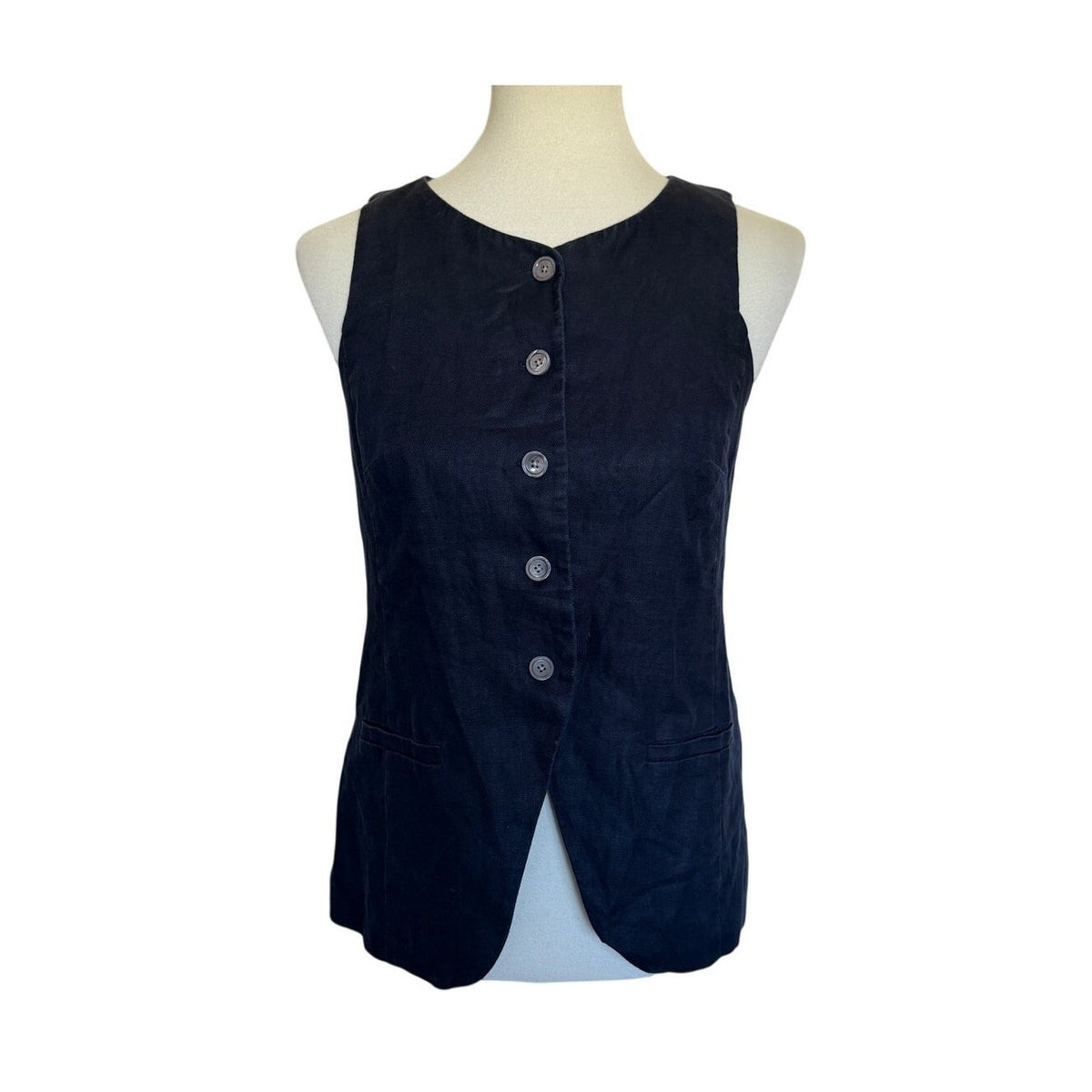 Alex Mill Liv Linen Vest - Navy Blue - Size Small