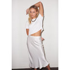 LNA Billie Rib Short Sleeve Crop Tee - White - Size Extra Small