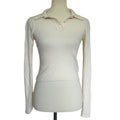 Rag & Bone Mandee Ribbed Cashmere Polo Sweater - Cream - Medium