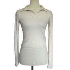 Rag & Bone Mandee Ribbed Cashmere Polo Sweater - Cream - Medium