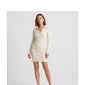 COTTON CITIZEN Ibiza Ribbed Long Sleeve Polo Mini Dress - Cream - Size  L