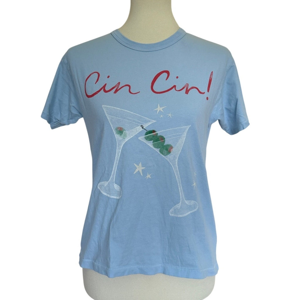 Daydreamer Cin Cin Ringer Tee - Powder Blue - Small