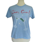 Daydreamer Cin Cin Ringer Tee - Powder Blue - Small