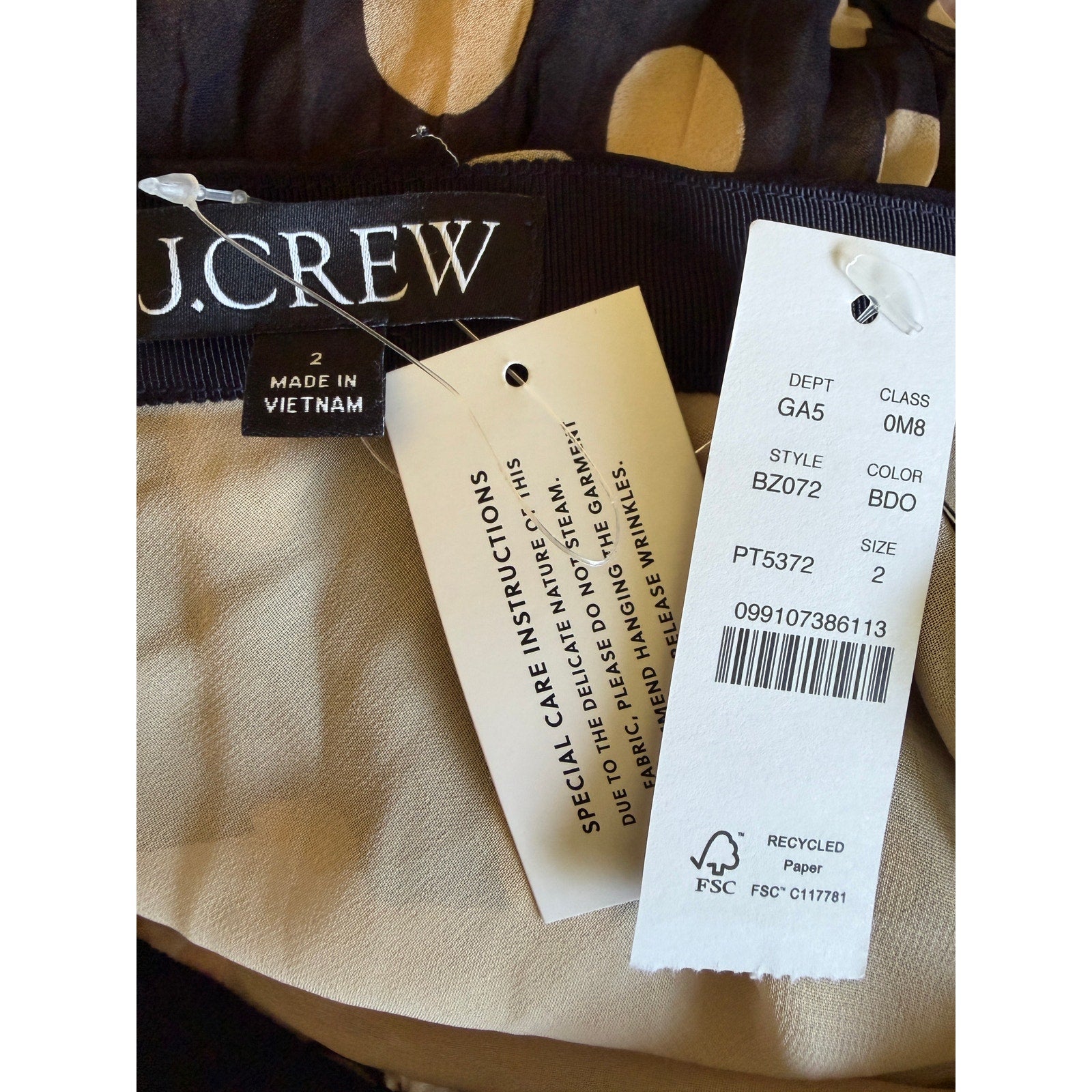 J.CREW Gwyneth Polka Dot Chiffon Midi Skirt - Black and Cream - Size 2