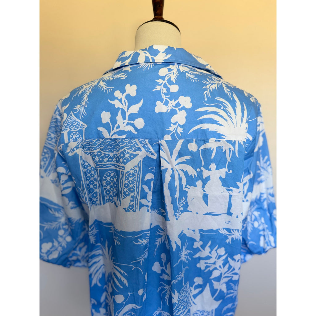 Patty Kim Claudia Button Down Blouse - Blue/White - XL