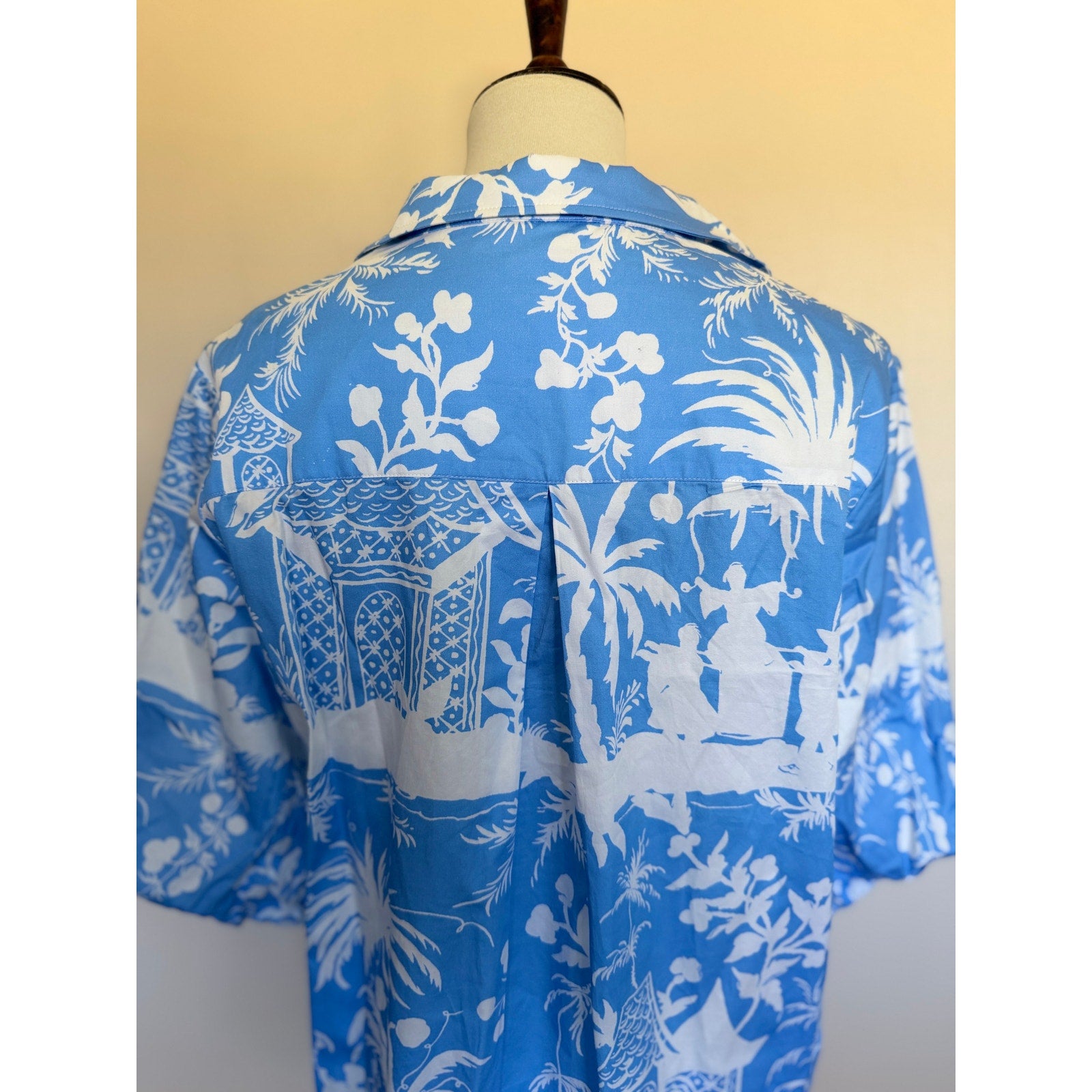 Patty Kim Claudia Button Down Blouse - Blue/White - XL