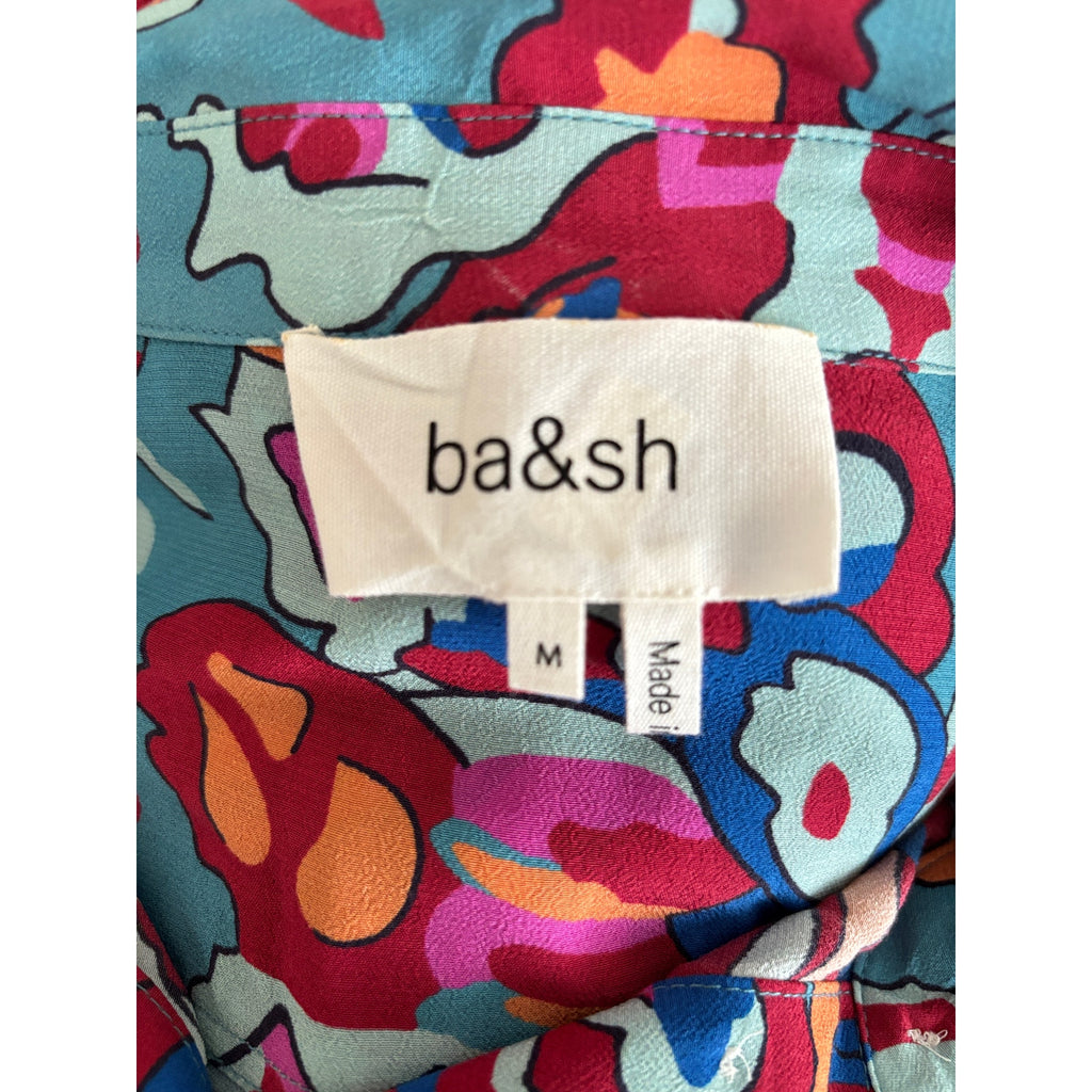 Ba&sh Martha Printed Cropped Blouse - Bleu Print - Size Medium / 6