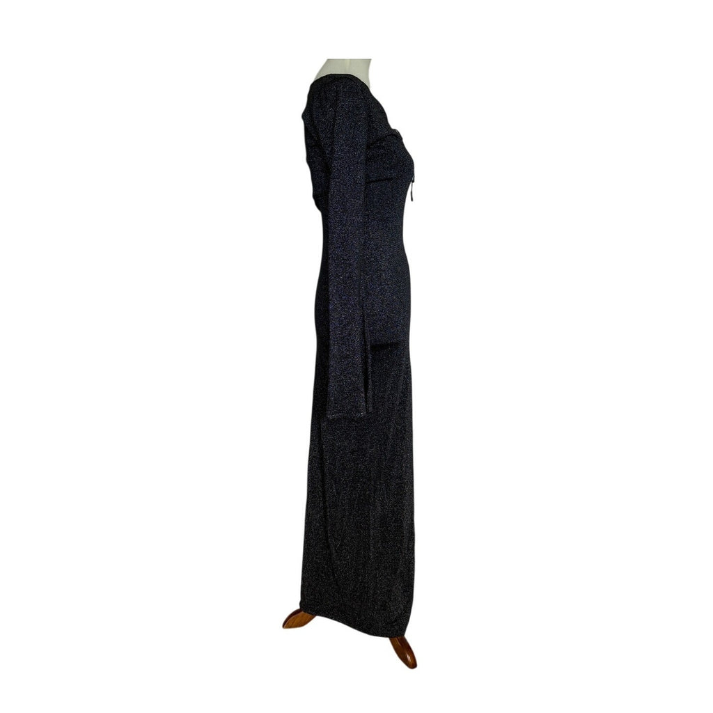 Meshki Kamila Long Sleeve Bodycon Maxi Dress - Metallic Black - Size Extra Small