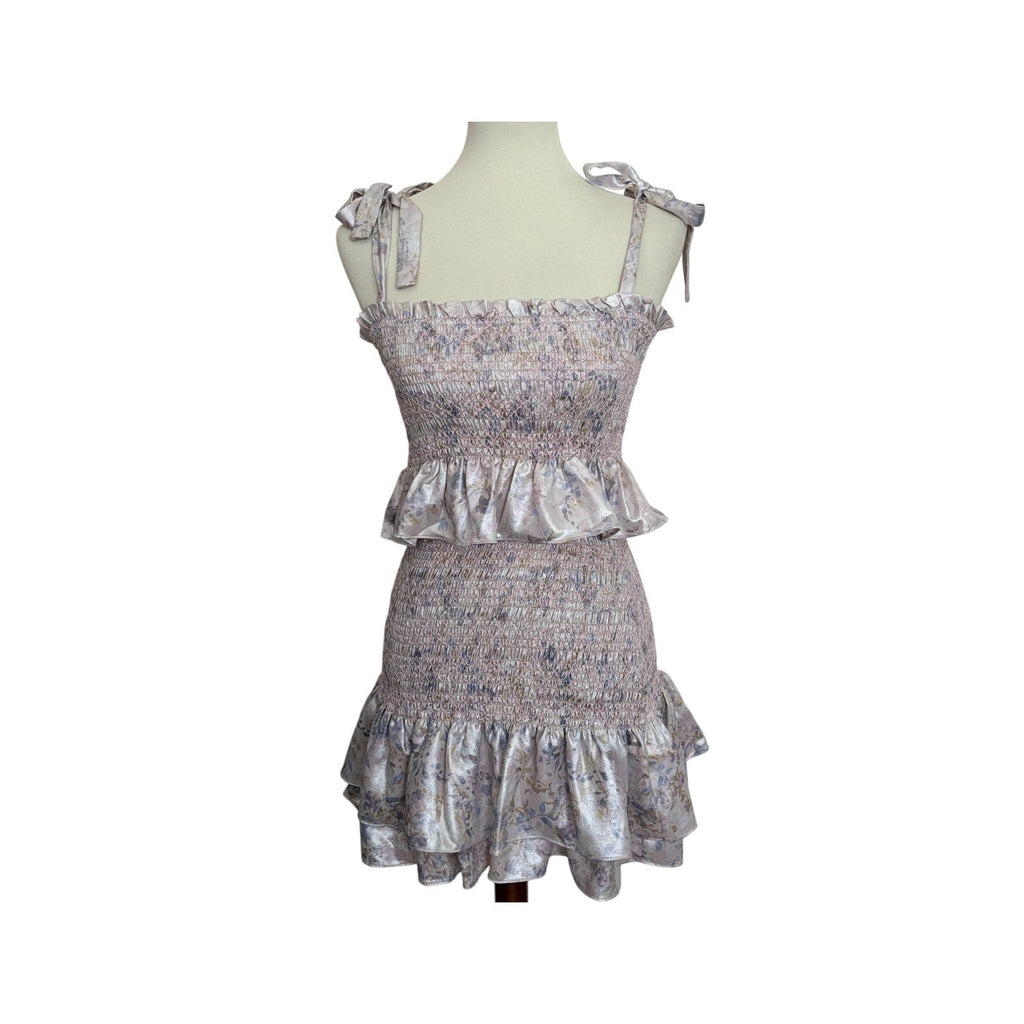 LIKELY Riviera Top & Kenzie Skirt Matching Set - Watercolor Silver - Size Small