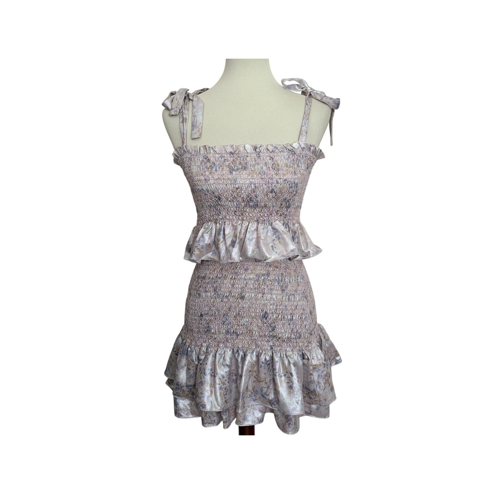LIKELY Riviera Top & Kenzie Skirt Matching Set - Watercolor Silver - Size Small