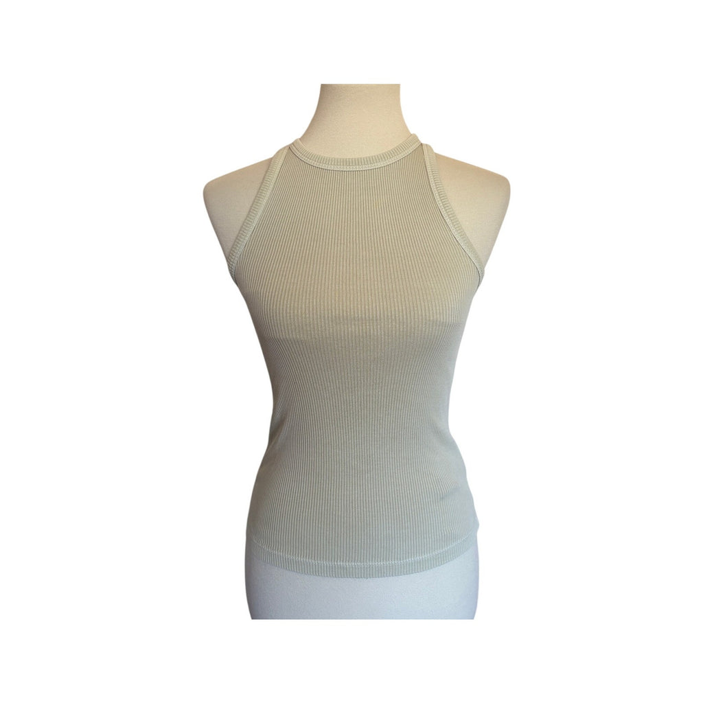 7 FOR ALL MANKIND Racerback Ribbed Cotton Tank - Size Small