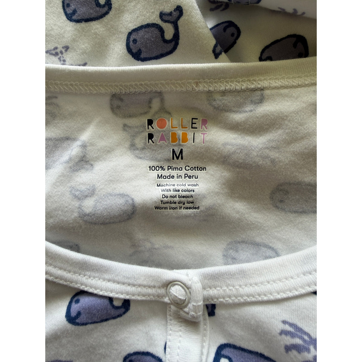 Roller Rabbit Moby Pajama Top - Blue Whale Print - Size Medium