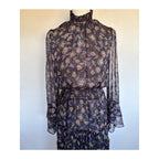 MISA Bethany Floral Chiffon Midi Dress - Nightshade Floral - Size Small