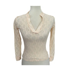 Only Hearts NYC V Neck Lace Top - Cream - Size Small