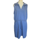 HAVEN WELL WITHIN Slub French Terry Polo Dress - Blue - Size Size XL