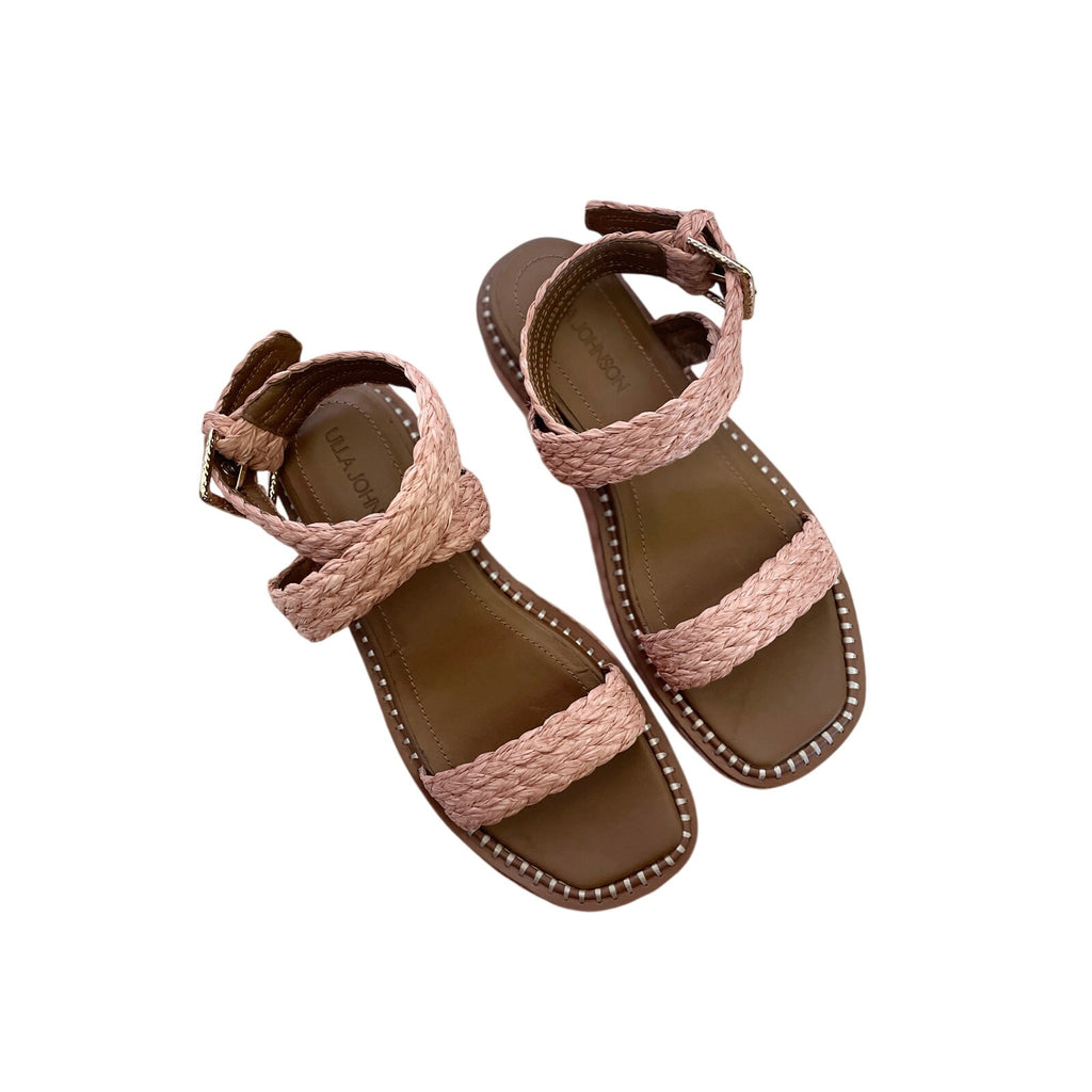 Ulla Johnson Gemma Woven Raffia Espadrille Sandals - Blush - Size 9.5