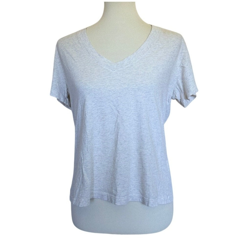 Perfectwhitetee Hendrix Cotton Boxy V Neck tee - Hethered Cream - Medium