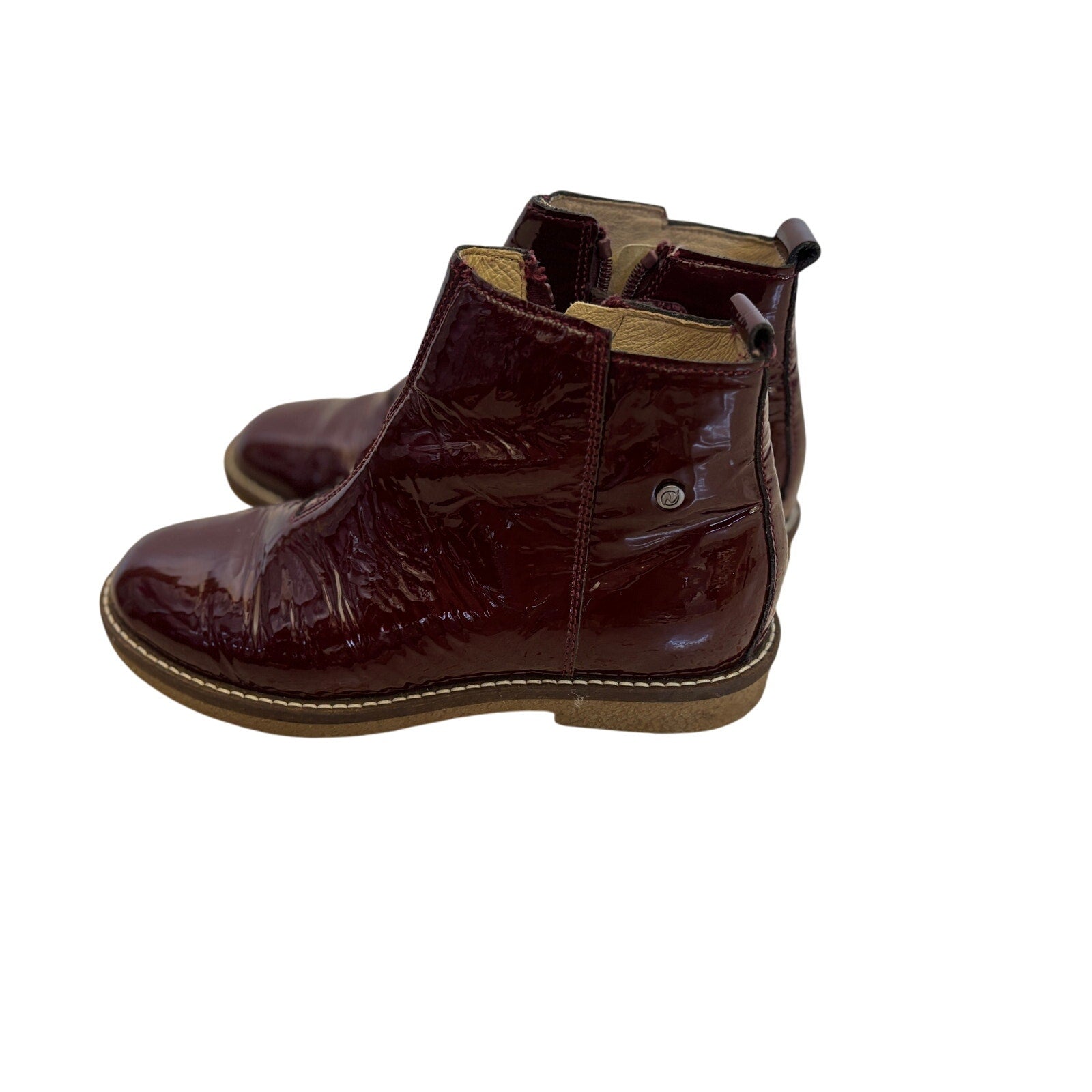 Naturino Kids Dasie Patent Leather Chelsea Boots - Burgundy - Size 31 / US 13.5