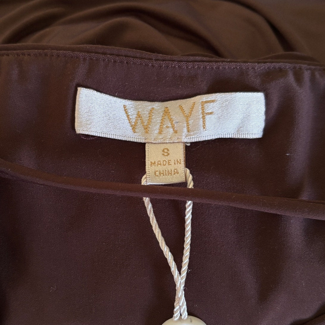 WAYF Cutout Long Sleeve Top - Chocolate Brown - Size S