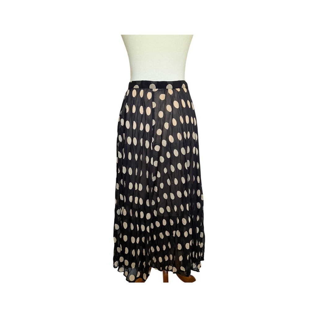 J.CREW Gwyneth Polka Dot Chiffon Midi Skirt - Black and Cream - Size 2