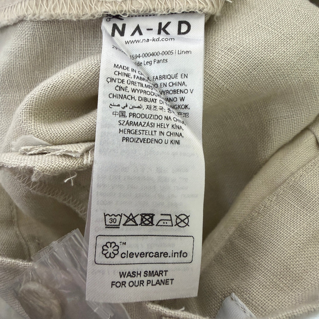 Na-KD Linen Wide Leg Pants - Beige - 27
