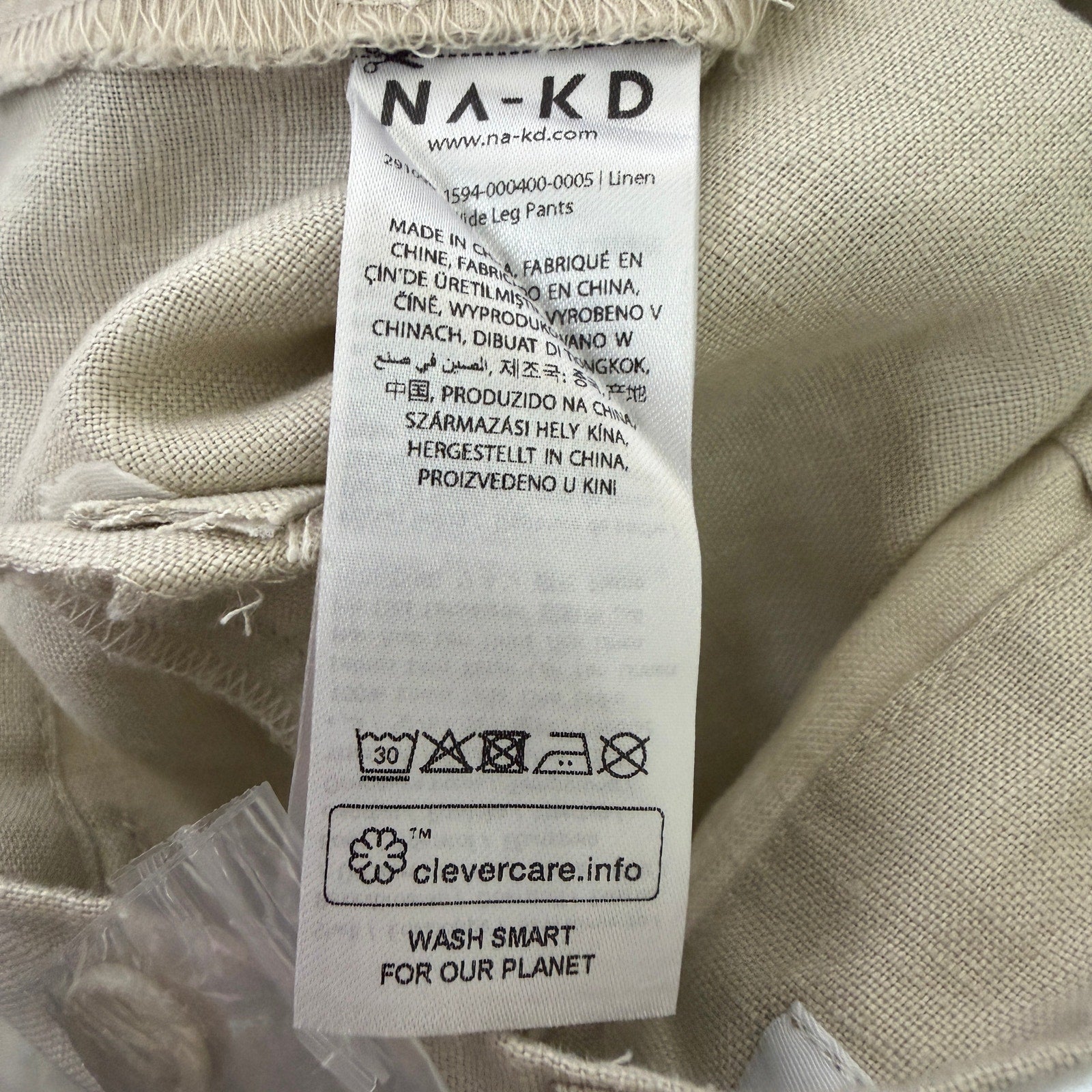 Na-KD Linen Wide Leg Pants - Beige - 27