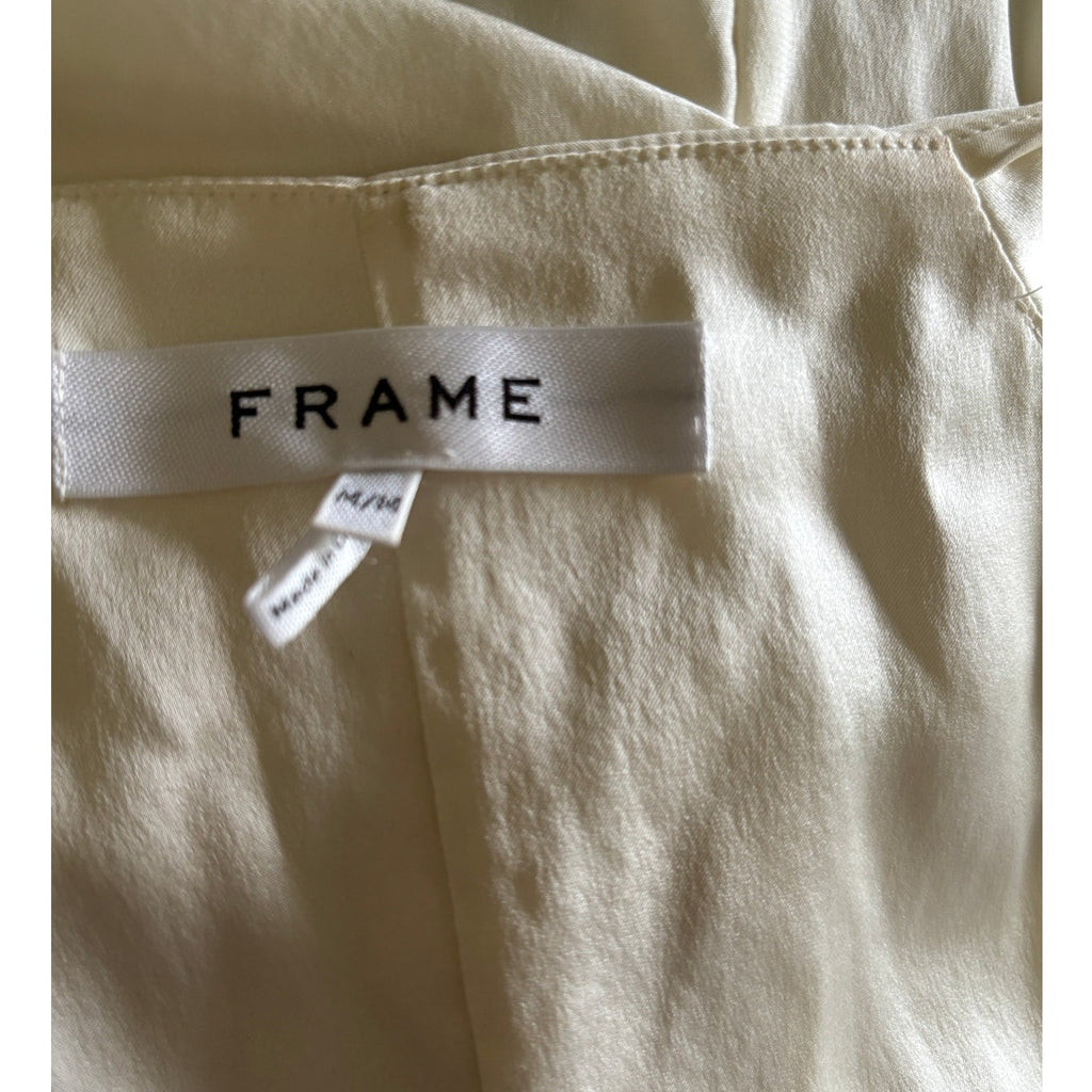 FRAME Women's Shirred Flounce Top - Off White -Size Medium