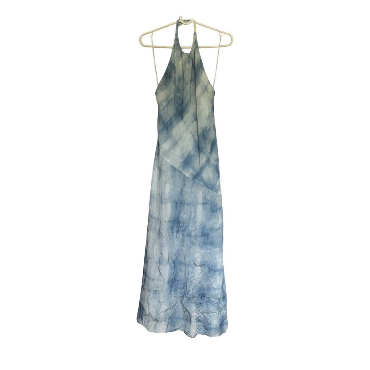 New Zara Maxi Halter Dress - Tie Dye Blue - Size Extra Small