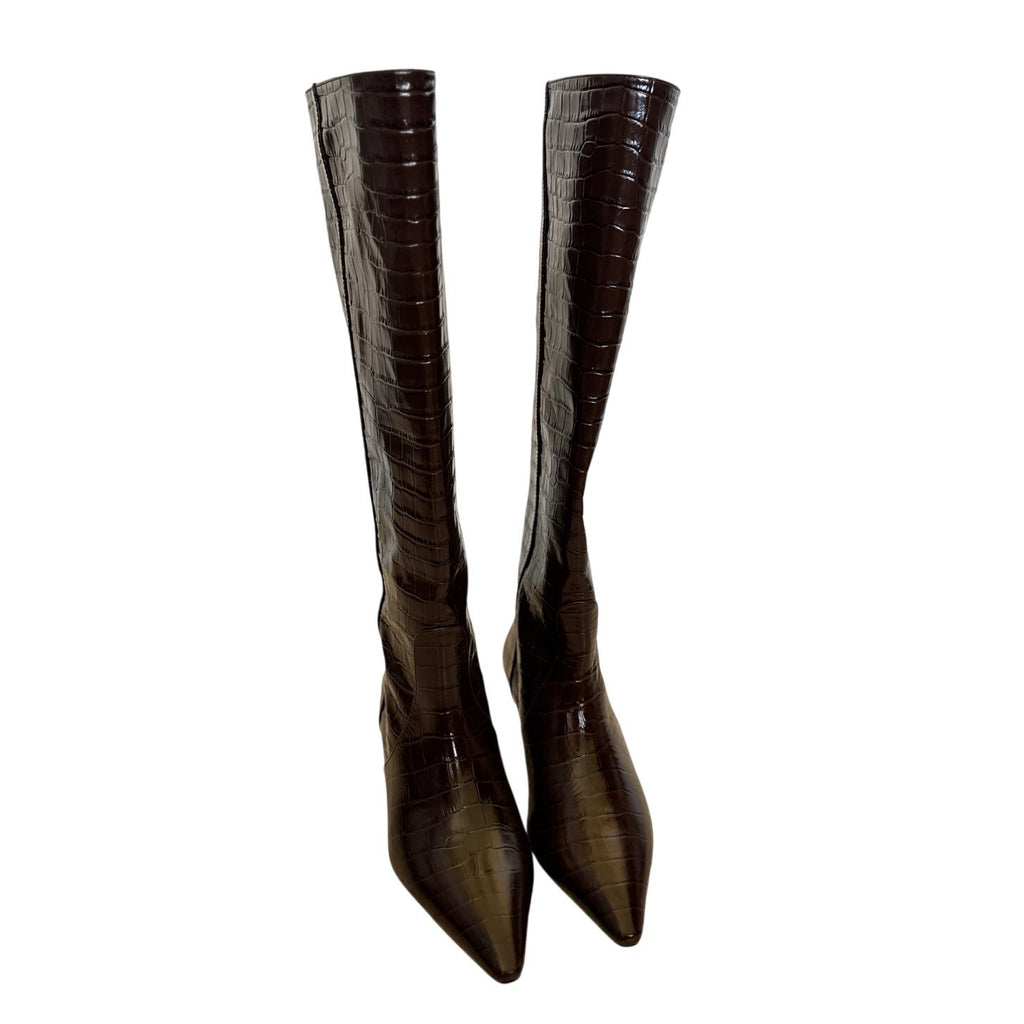 STUART WEITZMAN 50mm Naomi Boots - Auburn Brown - Size 7