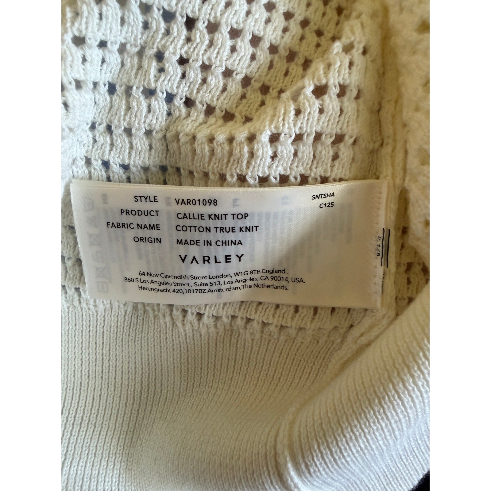 Varley Callie Knit Top - Medium - Egret Color