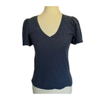 Nation LTD Darcie Flutter Sleeve V-Neck Top - Navy Blue - Size S