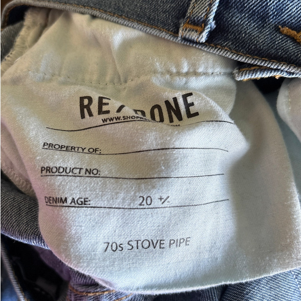 RE/Done 70s Stove Pipe High Rise Straight Leg Jeans - Dark Worn - 27