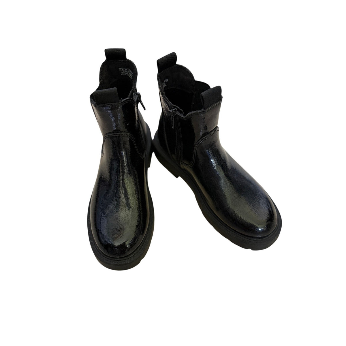 Zara Kids Patent Leather Zip Boots - Black - Size EU 34 US 2.5