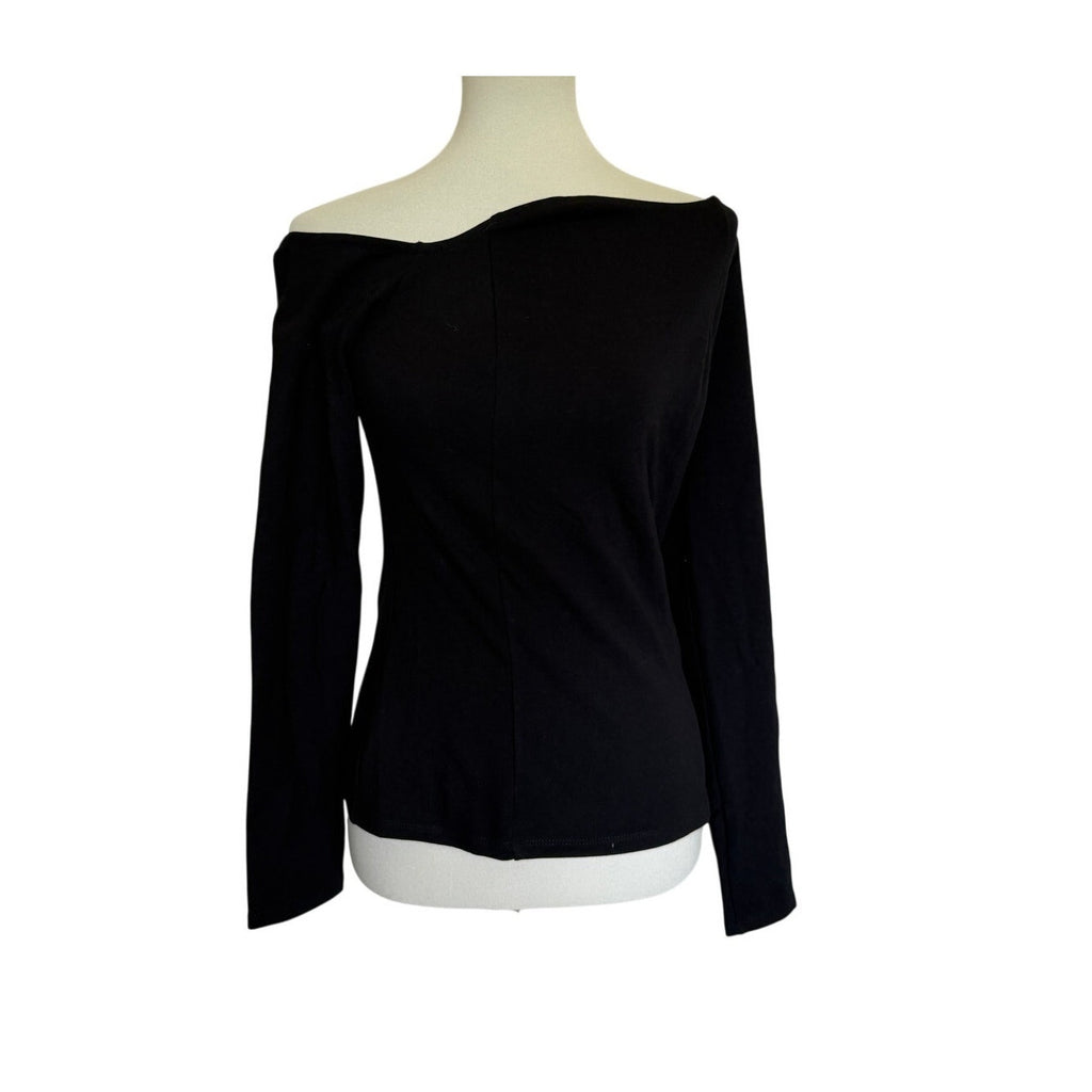 MARCELLA Sylvan Top European Ponte Asymmetric Neckline Top - Black - Size Medium