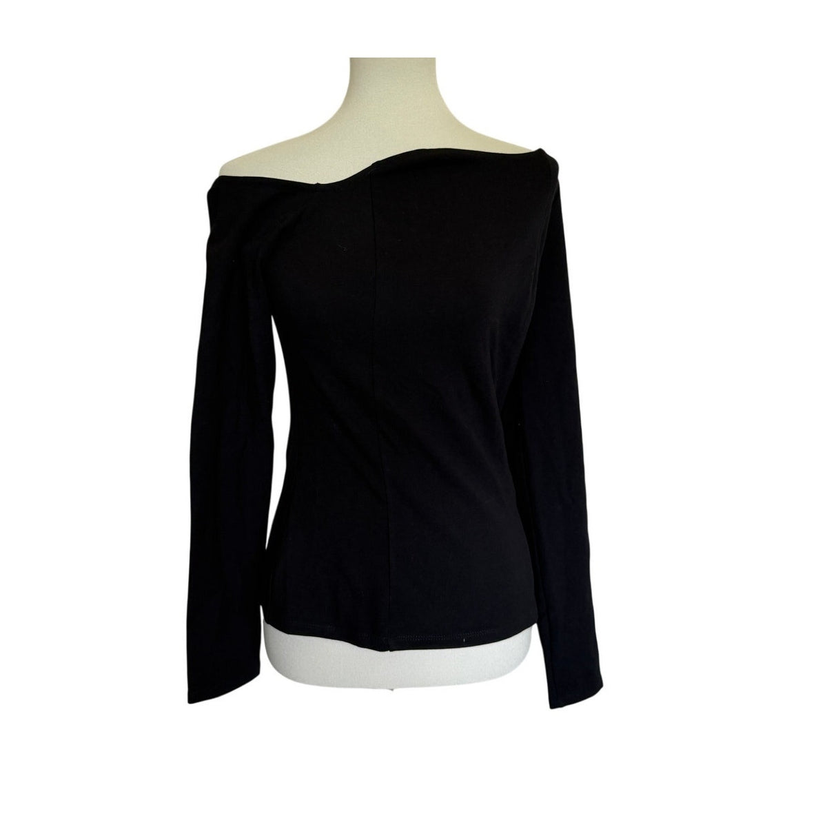 MARCELLA Sylvan Top European Ponte Asymmetric Neckline Top - Black - Size Medium