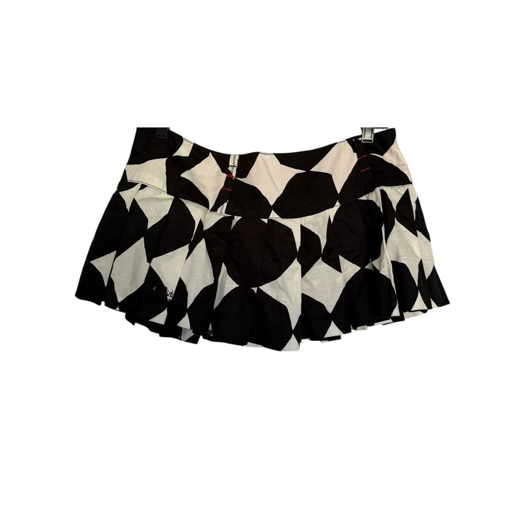 Vintage Y2K Miss Sixty Geo Print Mini Skirt - Black / White - Size Medium