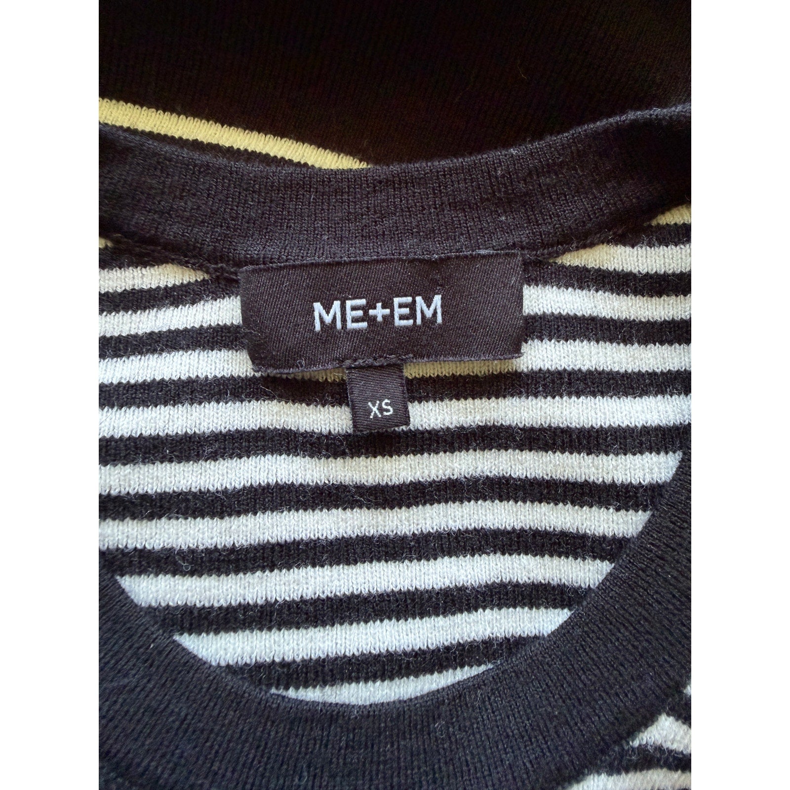 ME+EM Striped Merino Wool Sweater - Black/White - XS