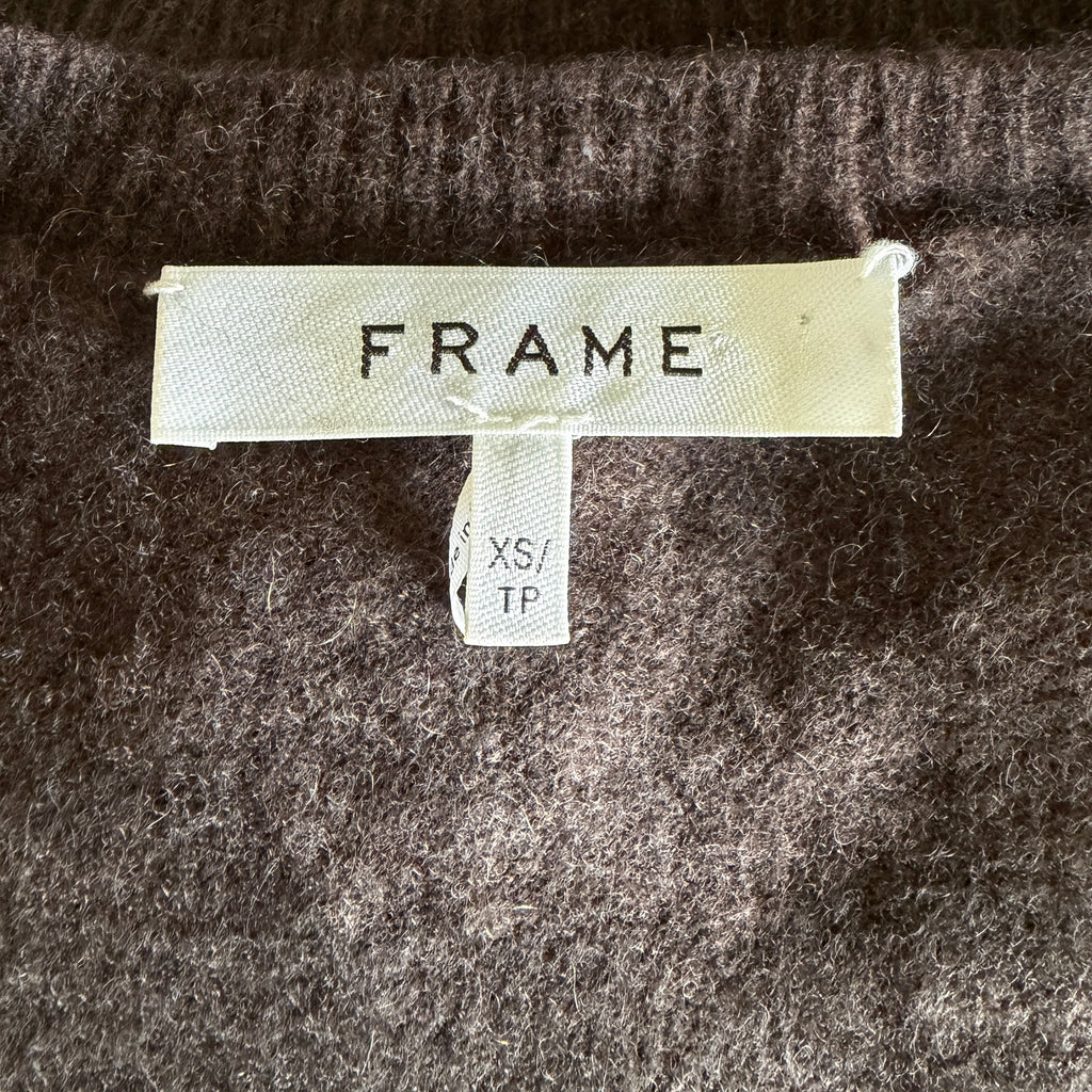 FRAME Scoop Neck Cashmere Sweater - Americano Brown - Size Extra Small